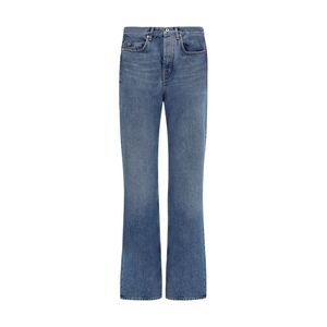 Off-White Blue Cotton Straight-Leg Women's Jeans